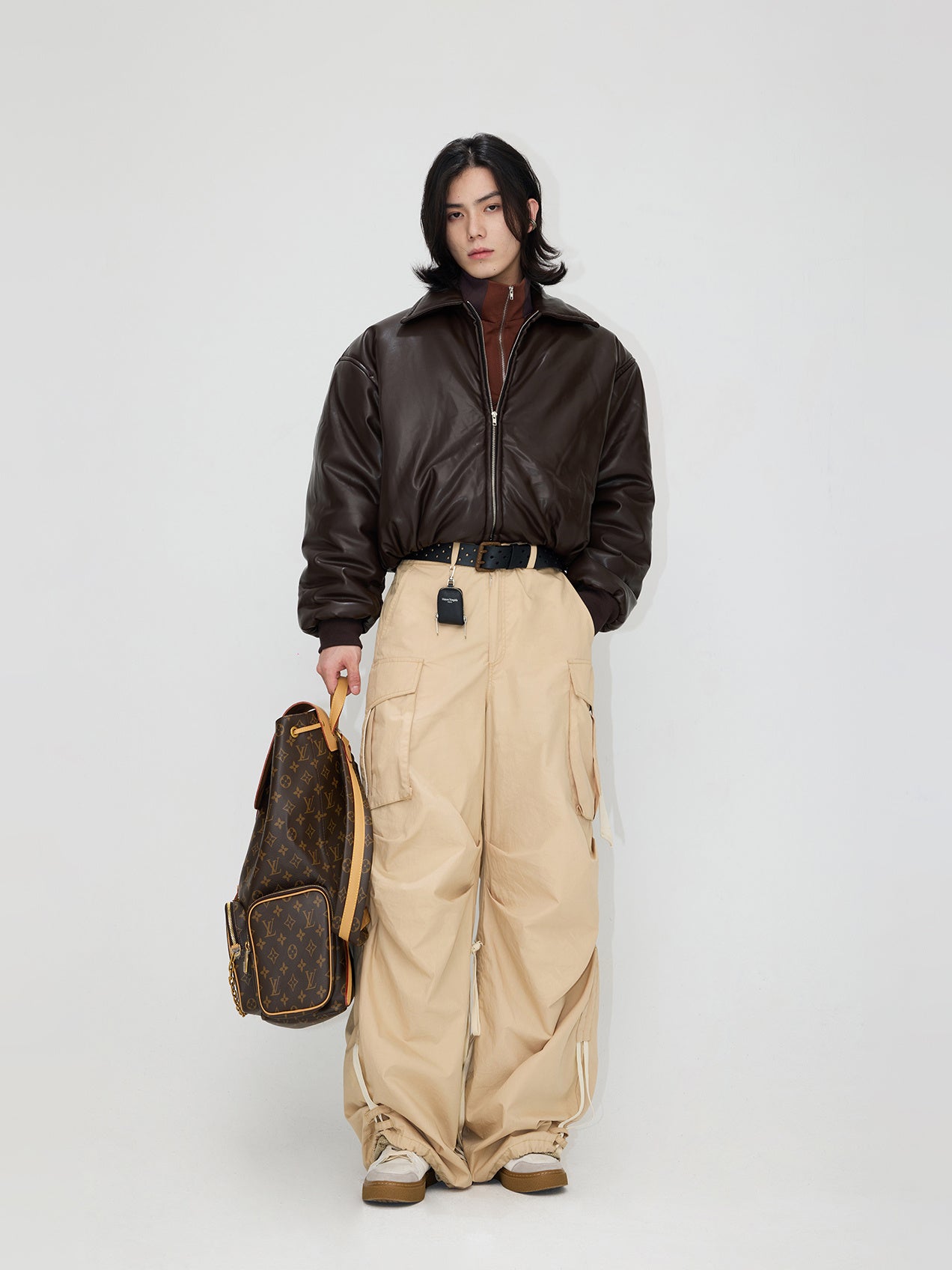 Women's Short Drop-shoulder Leather Jacket