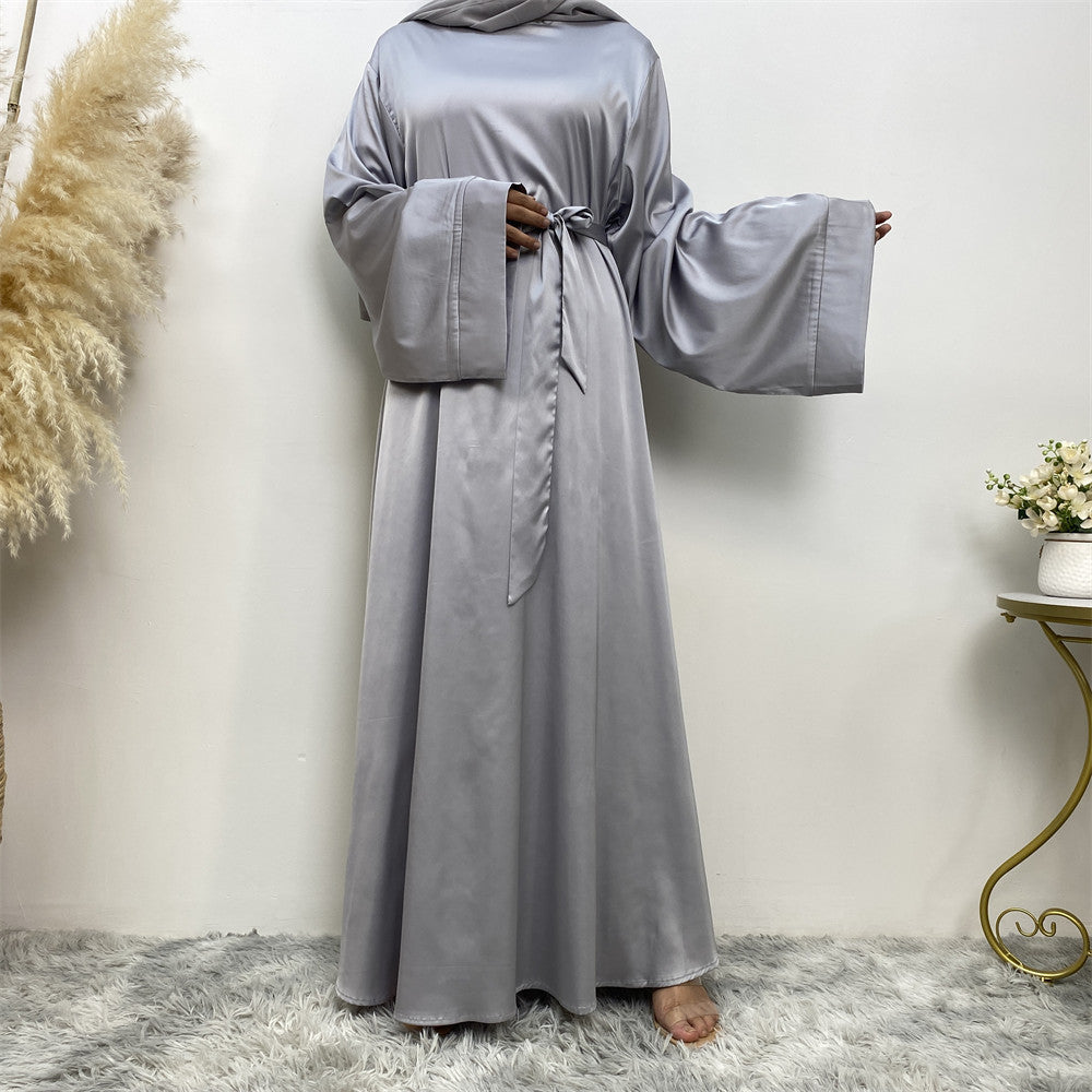 Women's Lace Up Satin Abaya