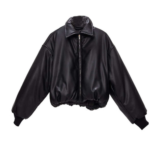 Short Drop Shoulder Leather Jacket Women UK