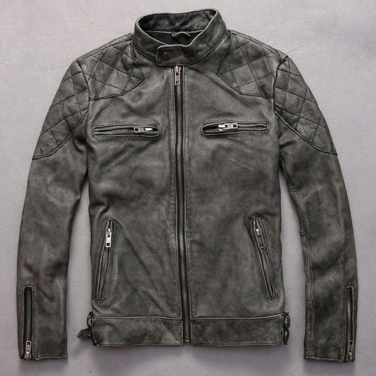 Men's Stand Collar Leather Jacket
