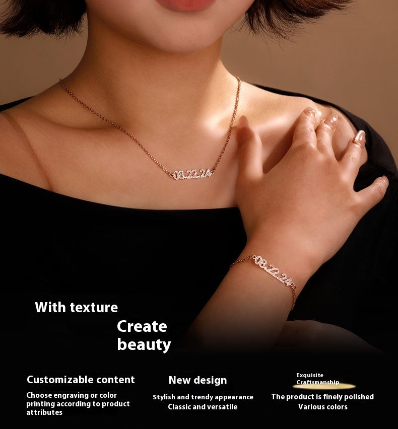 Stainless Steel Diamond Studded Digital Bracelet