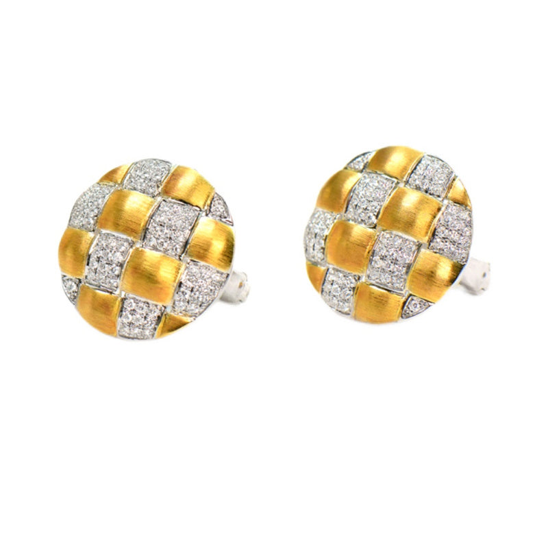 18K Gold Diamond Brushed Craft Earrings