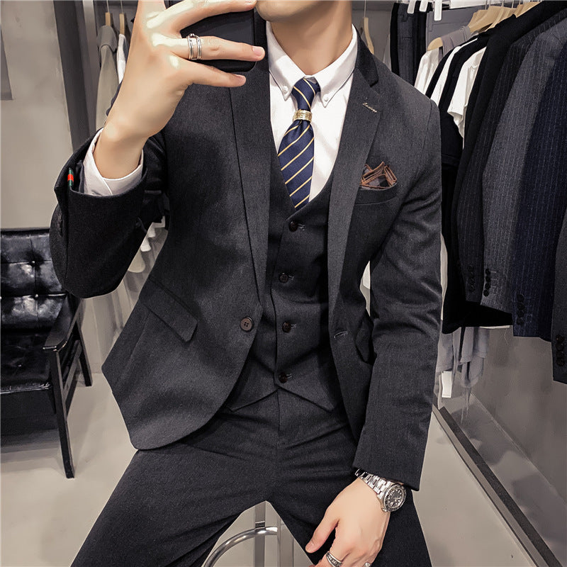 Classic Fit Three Piece Business Suit for Men