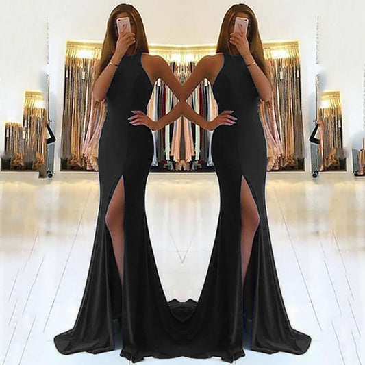 Women long skirt evening dress | Knit Halter Maxi UK