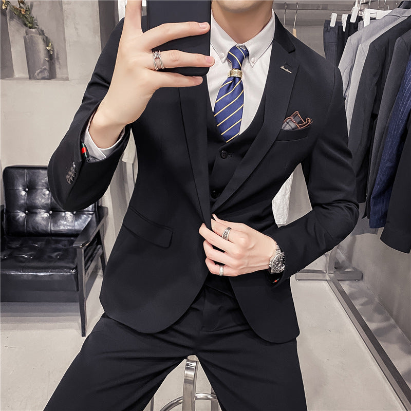 Classic Fit Three Piece Business Suit for Men
