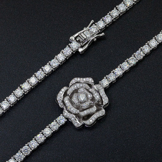925 Silver Set Moissani Rose Necklace for Women