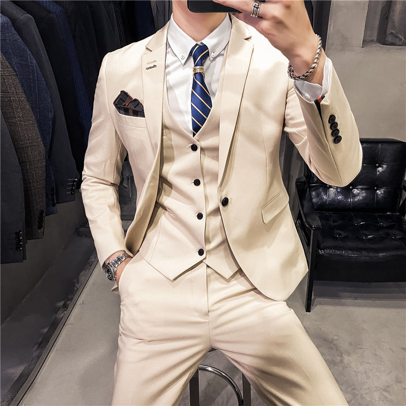Classic Fit Three Piece Business Suit for Men