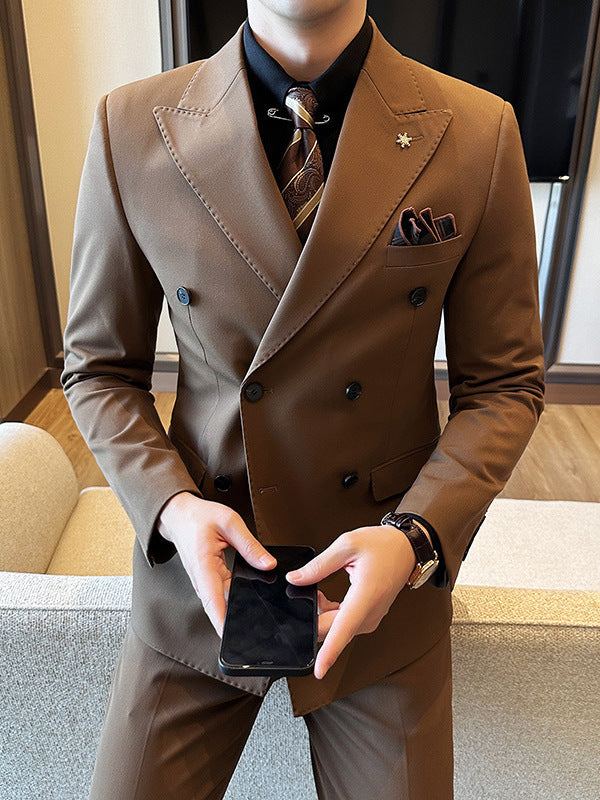 Double Breasted Business Slim Fit Suit for Men