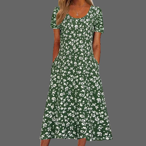 A-Line Floral Midi Dress for Women