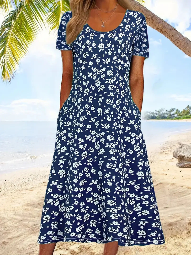 A-Line Floral Midi Dress for Women