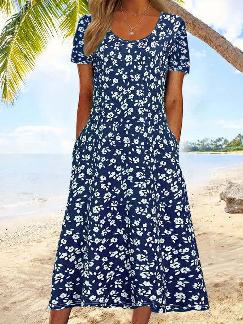 A-Line Floral Midi Dress for Women XKLYQ SX4053