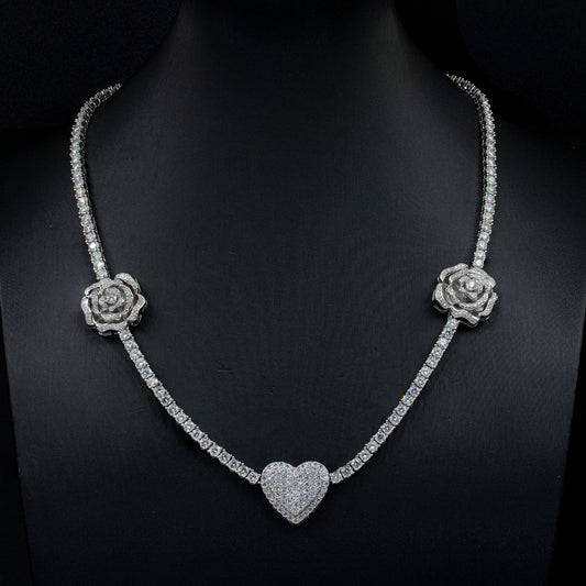 925 Silver Set Moissani Rose Necklace for Women