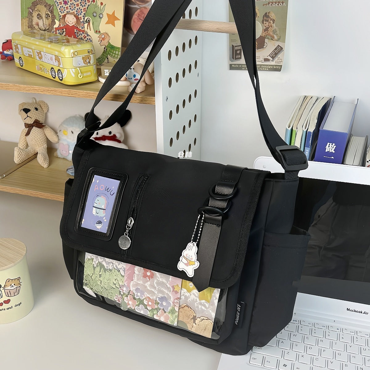 Canvas Crossbody Handbag - Black