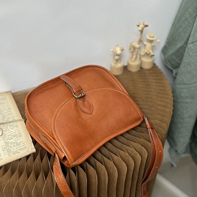 Genuine Leather Retro Messenger Bag – Crossbody Shoulder Bag for Women | Vintage European Style