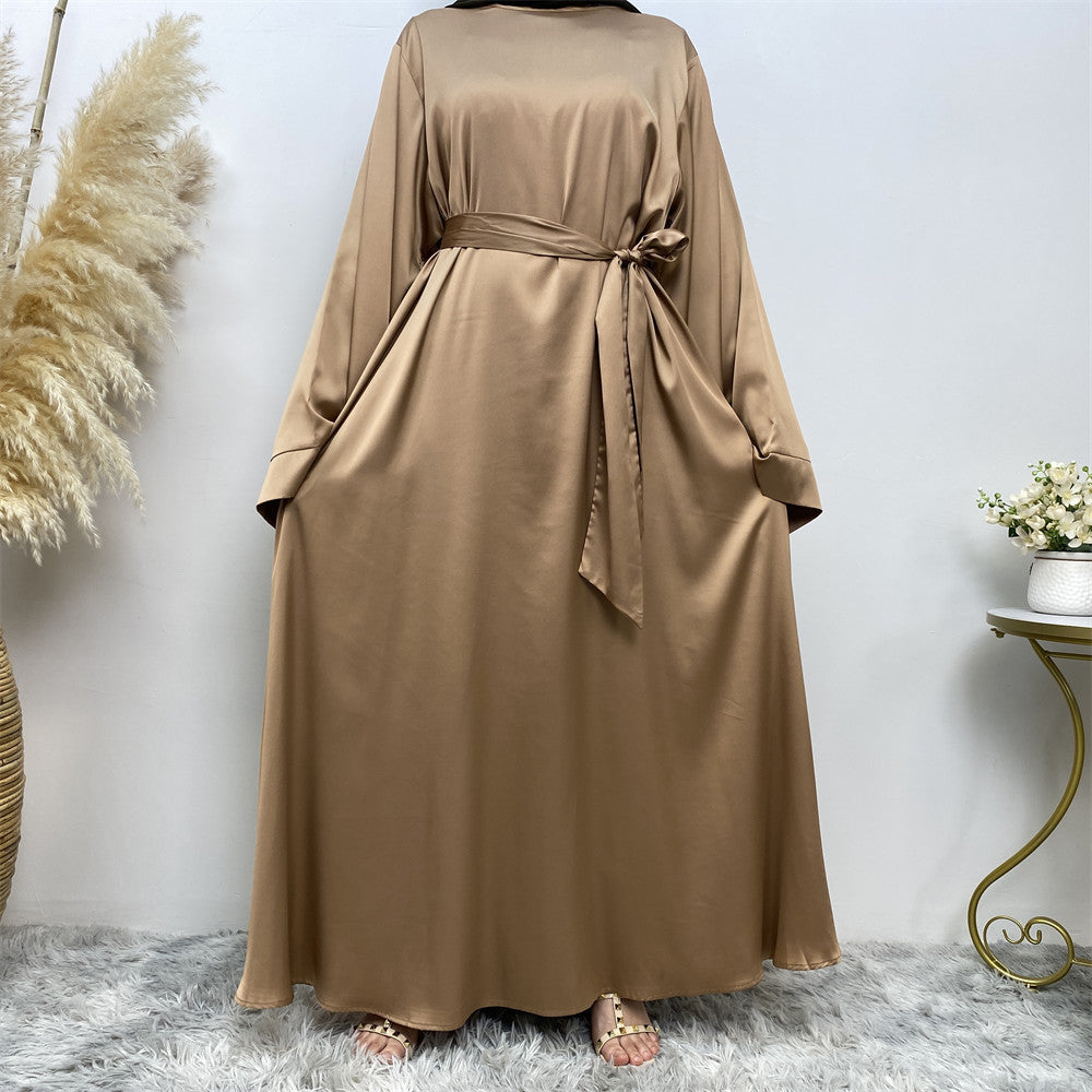 Women's Lace Up Satin Abaya