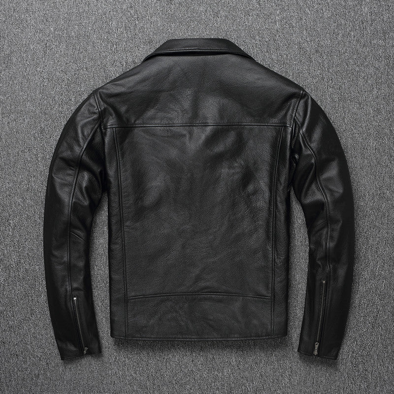 Black leather jacket on a gray textured background