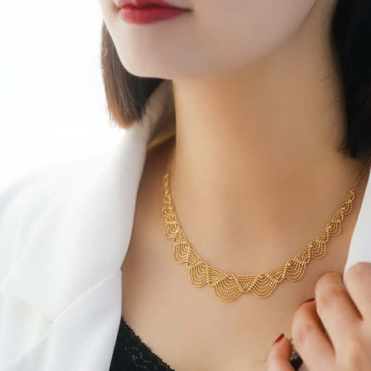 18K Gold Lace Necklace for Women