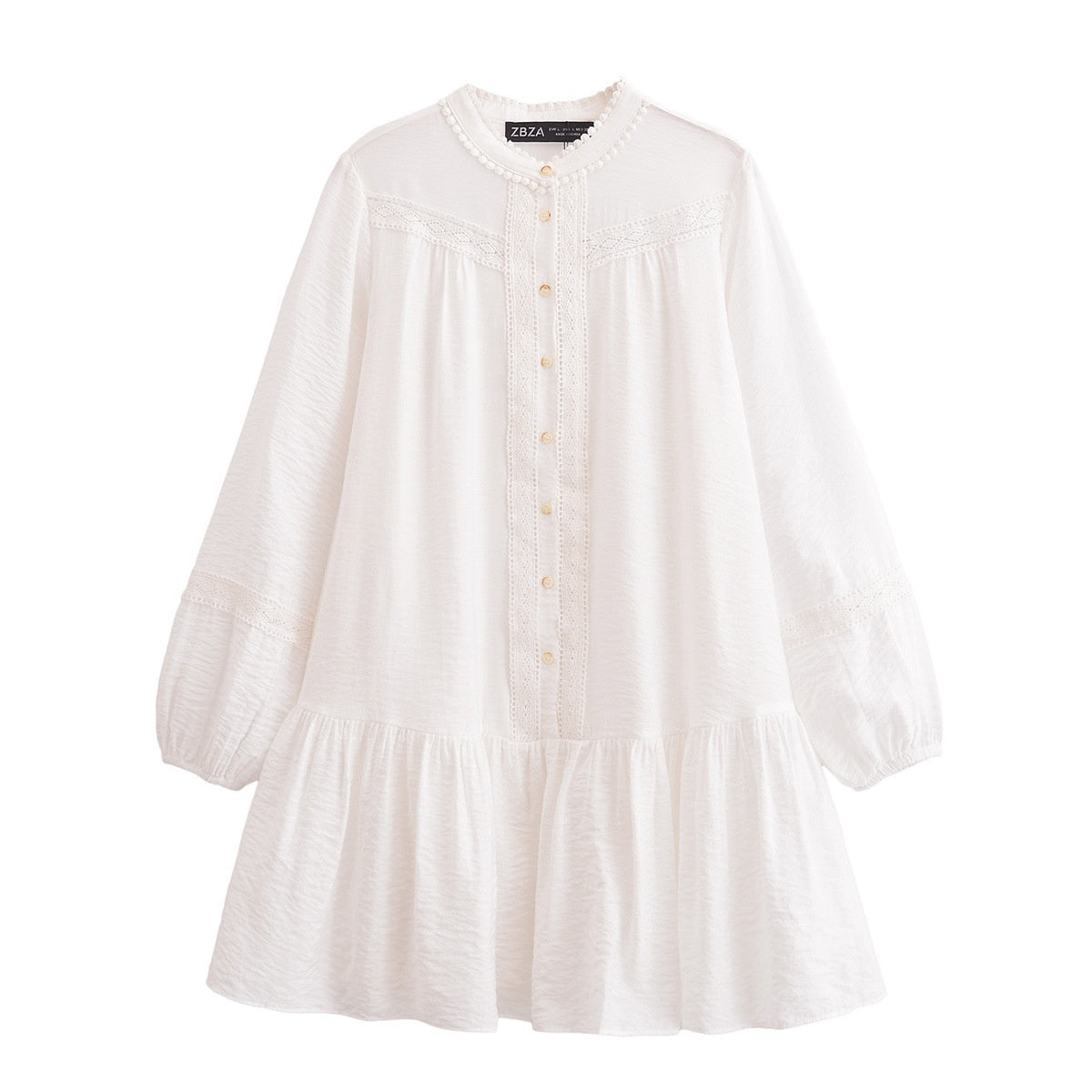 White shirt with long sleeves on a white background