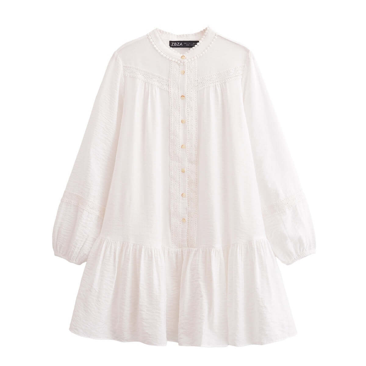 A Line Self Embroidered Casual Shirt White