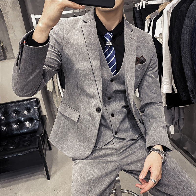 Classic Fit Three Piece Business Suit for Men