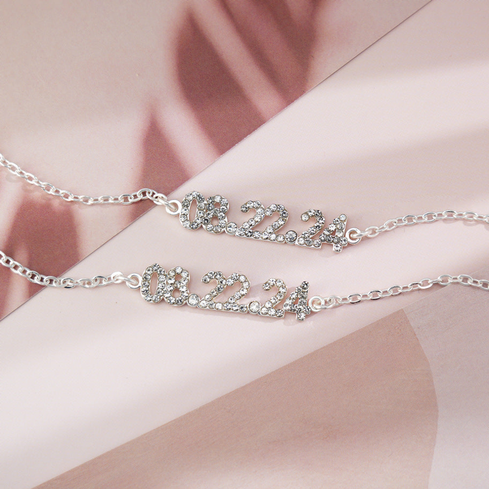Stainless Steel Diamond Studded Digital Bracelet