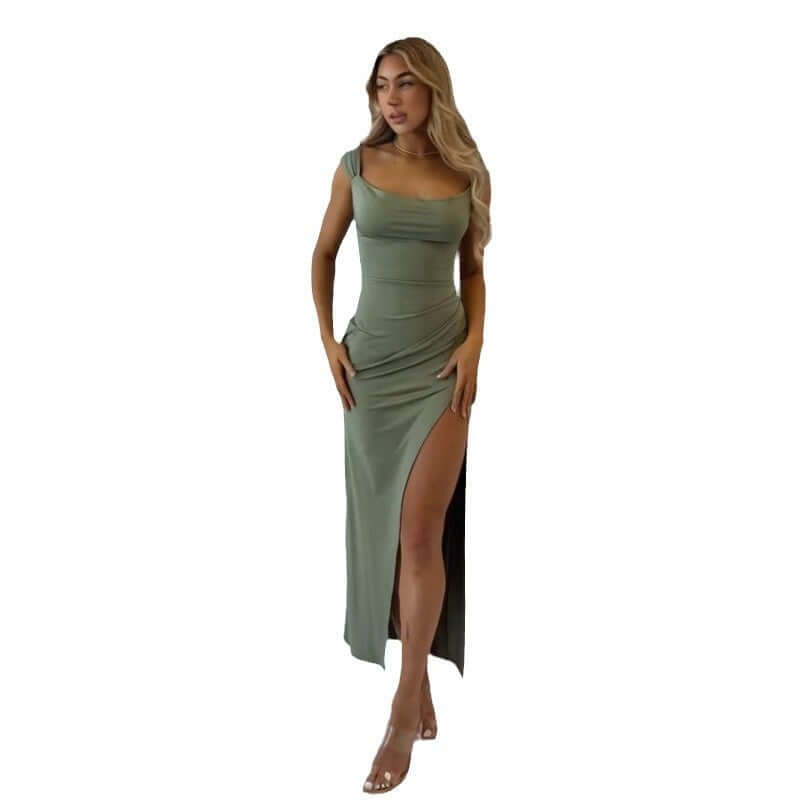 Square Neck Maxi Dress | High-Waist Lace-Up Dress UK