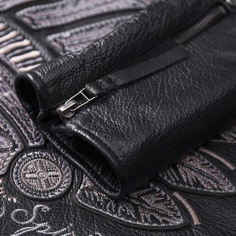 Mens Genuine Leather Skull Biker Jacket UK | Leather Jacket for Men