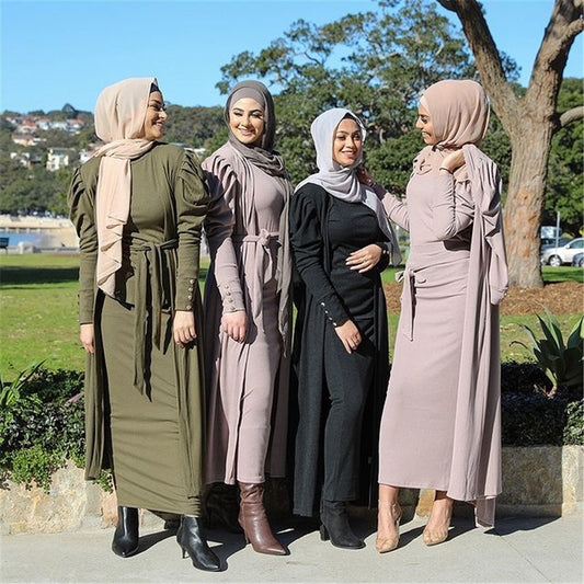 Fashion Women Solid Cardigan Abaya
