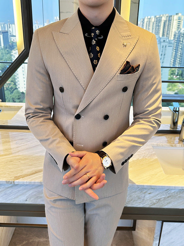 Double Breasted Business Slim Fit Suit for Men