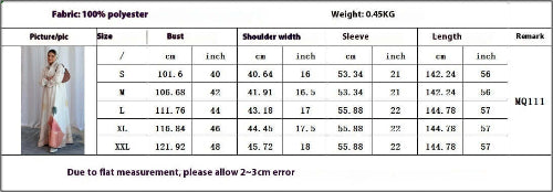 Zahra Abaya - Modest Floral Style Abaya UK Size Chart