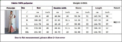 Zahra Abaya - Modest Floral Style Abaya UK Size Chart