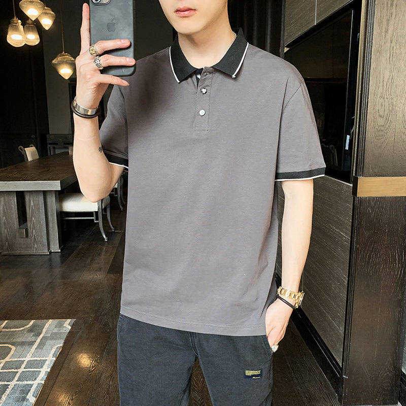 Men's Classic Contrast Polo Shirts Dark Grey