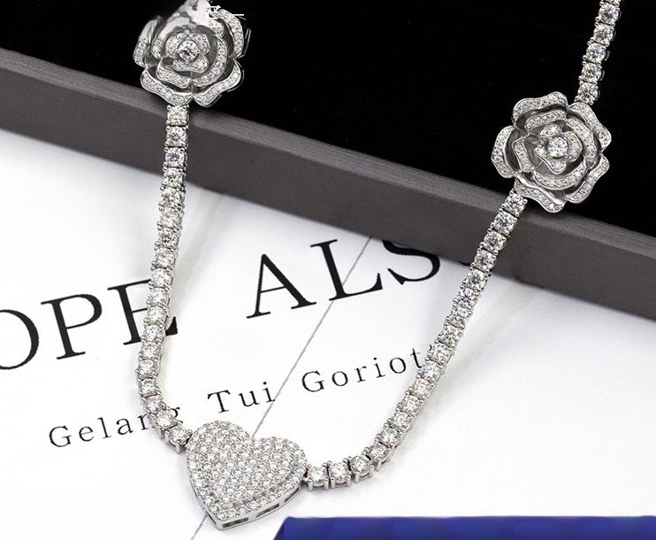 925 Silver Set Moissani Rose Necklace for Women
