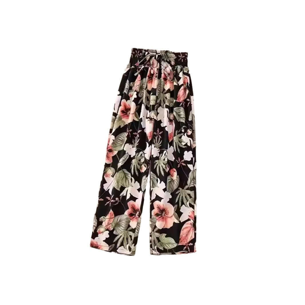 Women's Casual Flower Pants - Floral Straight
