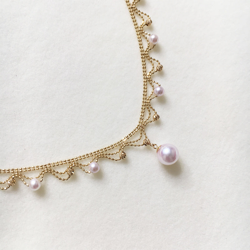 18k Gold Lace Pearl Necklace