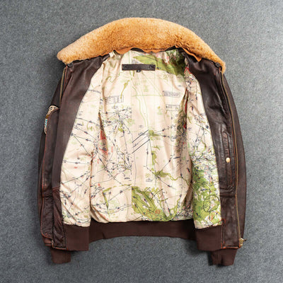 Men's Genuine Leather First Layer Leather Motorcycle Jacket