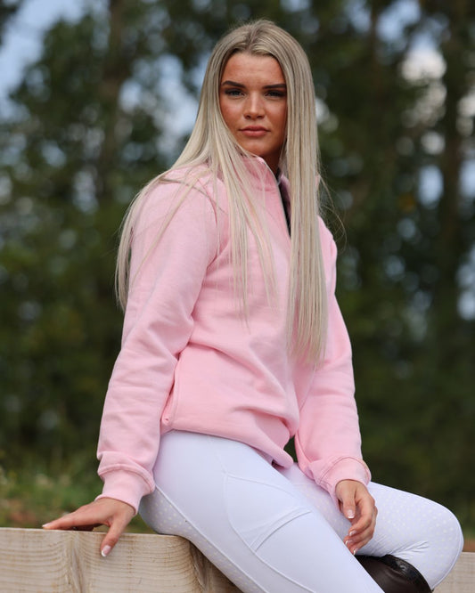 Slimbridge Quarter zip Pink with pockets