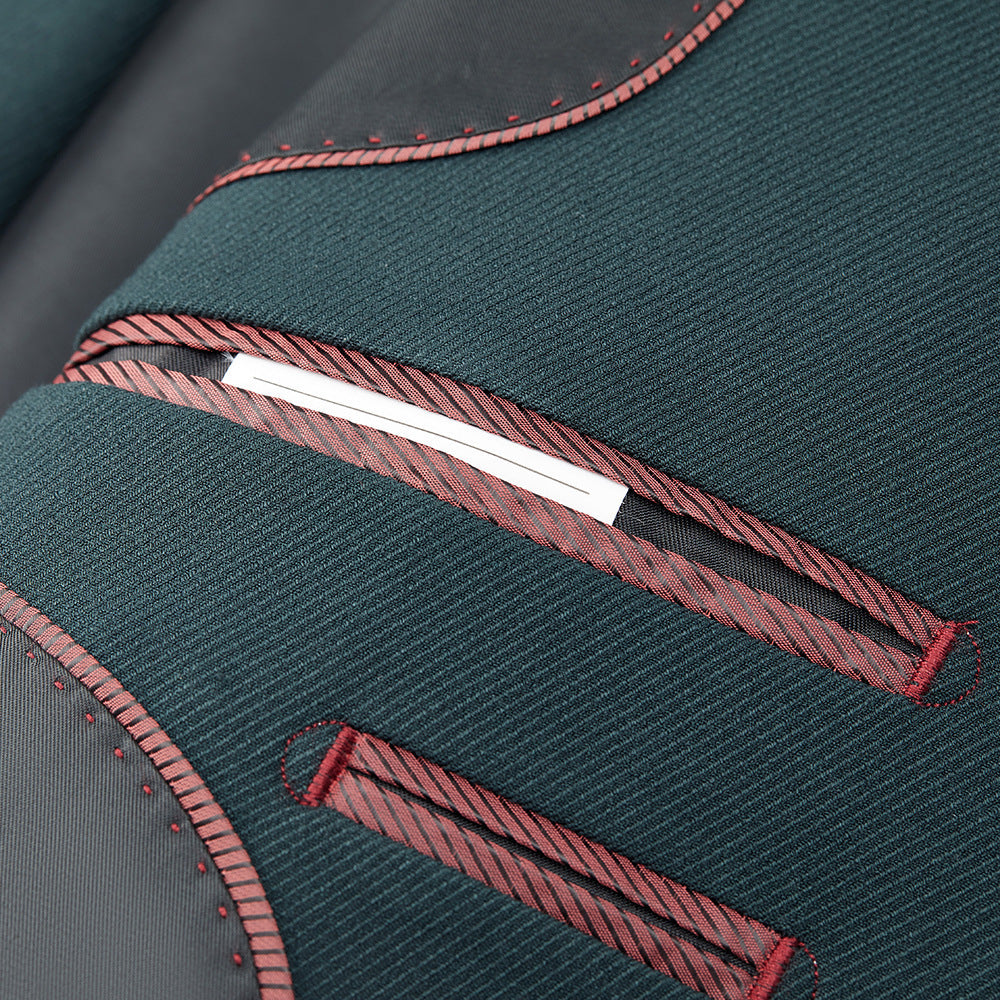 Two Piece Double Breasted Slim Fit Business Suit for Men