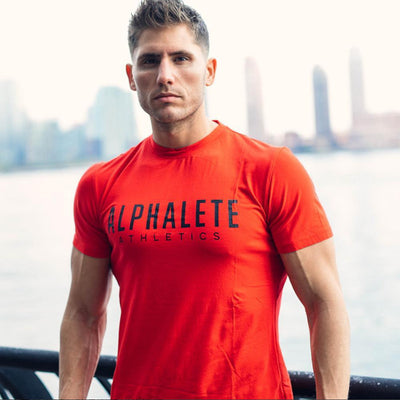 Men's Printed Alphalete Casual T-Shirt Red