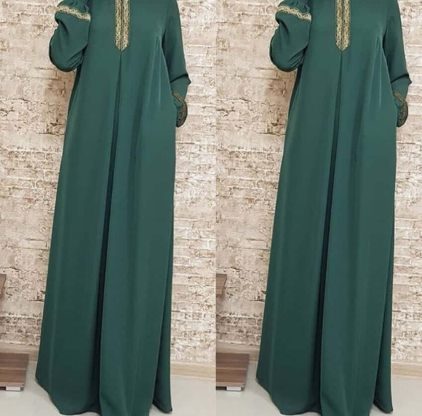 Nawal Abaya – Printed Plus Size Abaya Dress UK Green