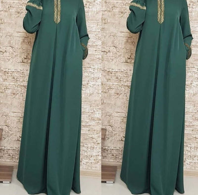 Nawal Abaya – Printed Plus Size Abaya Dress UK Green