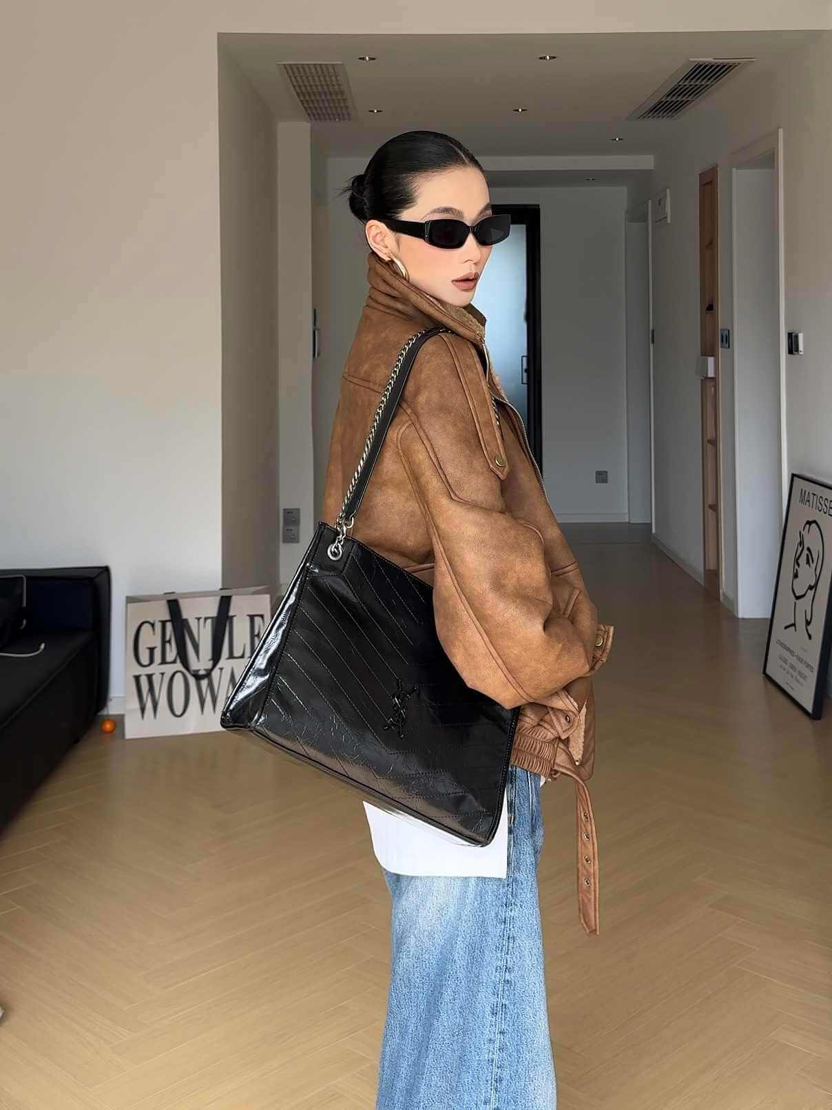 Biker's Thick Fur Jacket | Faux Fur Jacket Amber Brown UK