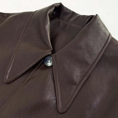 Fashionable Short Brown Leather Jacket Women UK