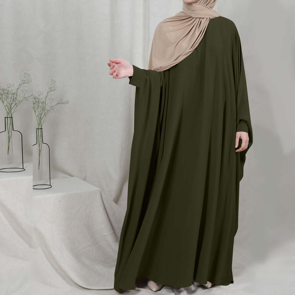 Amira Abaya | Flowing Elegance ArmyGreen One size
