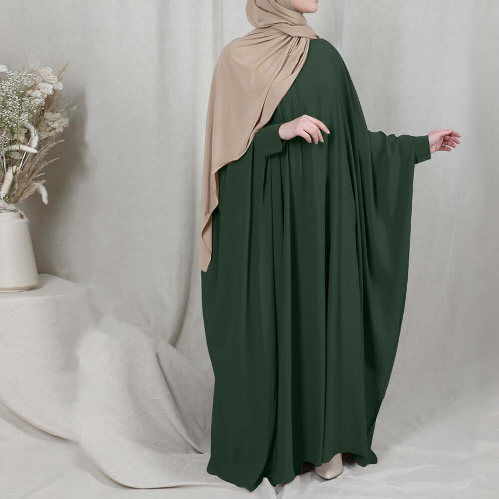 Amira Abaya | Flowing Elegance Dark Green One size