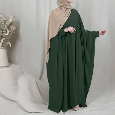 Amira Abaya | Flowing Elegance Dark Green One size