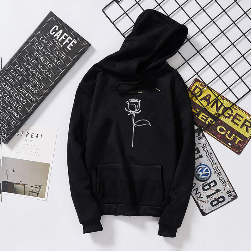 Rock Style Graffiti Hoodie | Unisex Black