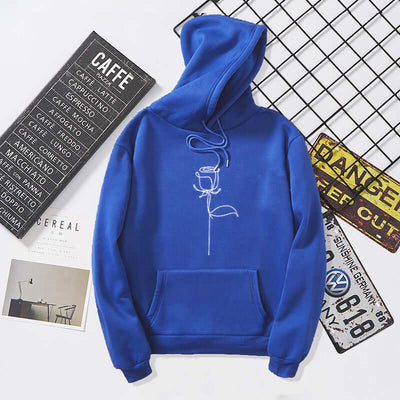 Rock Style Graffiti Hoodie | Unisex Blue white figure