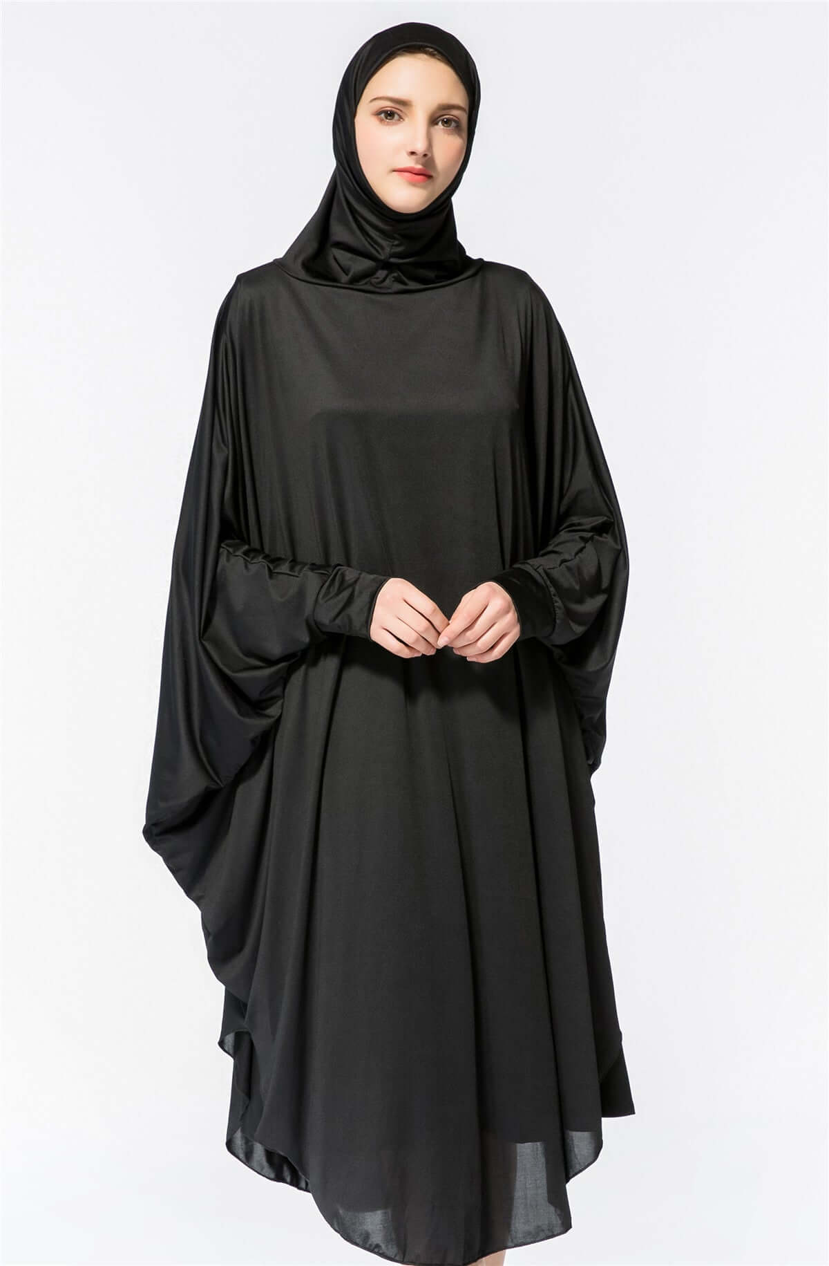Hareer Laban Abaya | Luxury Milk Silk Abaya with Princess Design Black