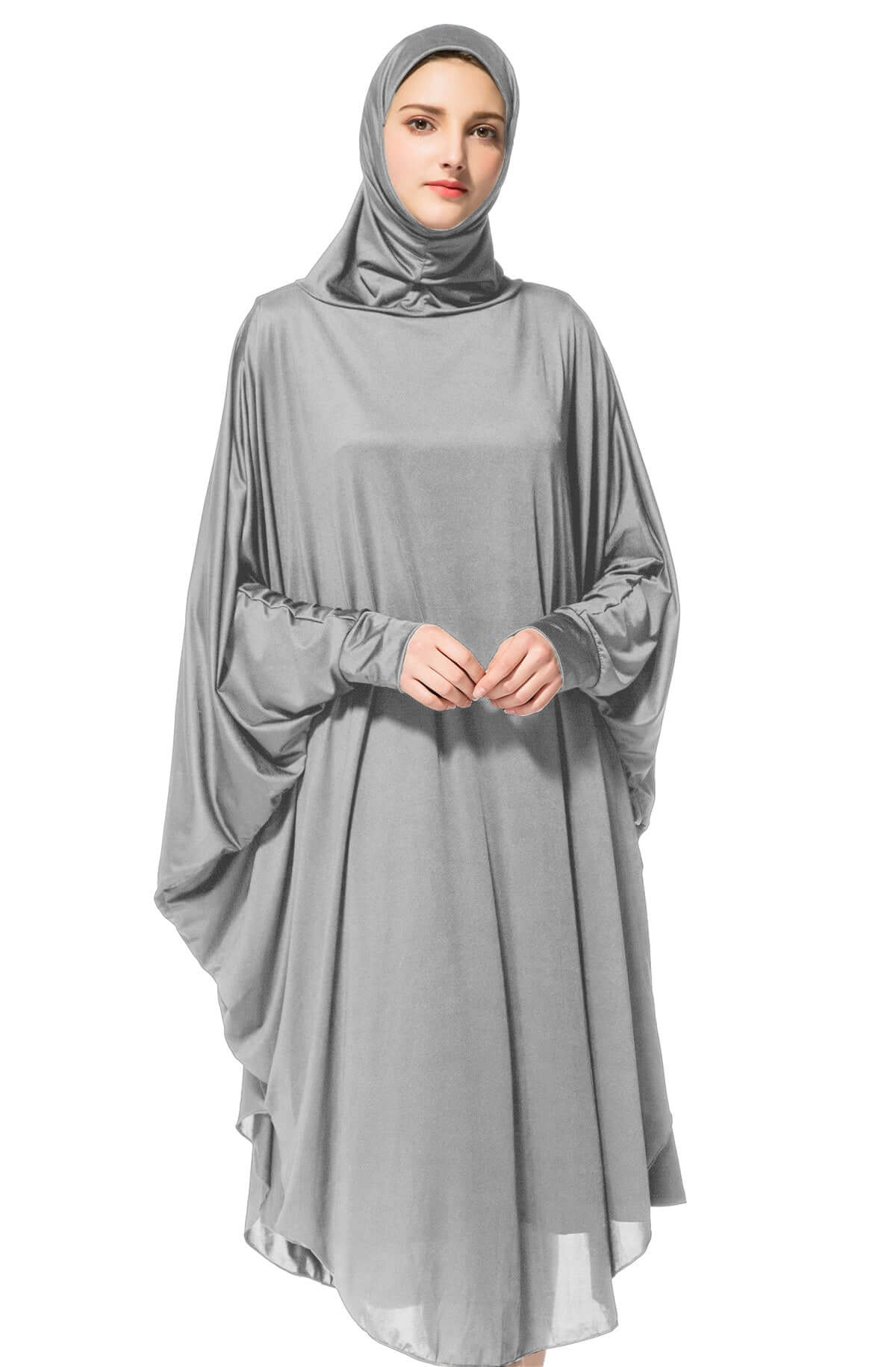 Hareer Laban Abaya | Luxury Milk Silk Abaya with Princess Design Grey